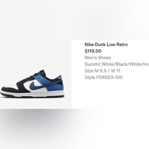 Nike Dunk Low Retro - Men’s 9.5